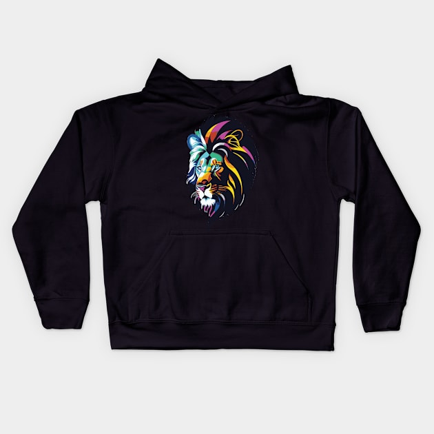 focus on a lion's head with a color that looks polite to the eye Kids Hoodie by Southwengker